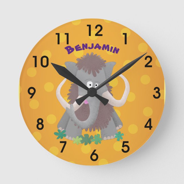 Reloj Redondo Mediano Ilustracion de personalizado de mamut bobo gracios (Anverso)