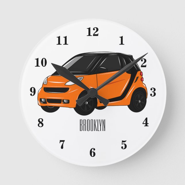 Reloj Redondo Mediano Ilustracion de personalizado de micro coches (Anverso)