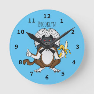 Reloj Redondo Mediano Ilustracion de personalizado de mono Tamarin Top d