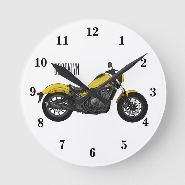 Reloj Redondo Mediano Ilustracion de personalizado de motocicleta de cru (Anverso)