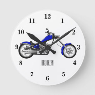Reloj Redondo Mediano Ilustracion de personalizado de motocicleta de hel