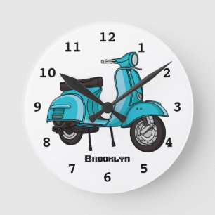 Reloj Redondo Mediano Ilustracion de personalizado de motocicletas con c