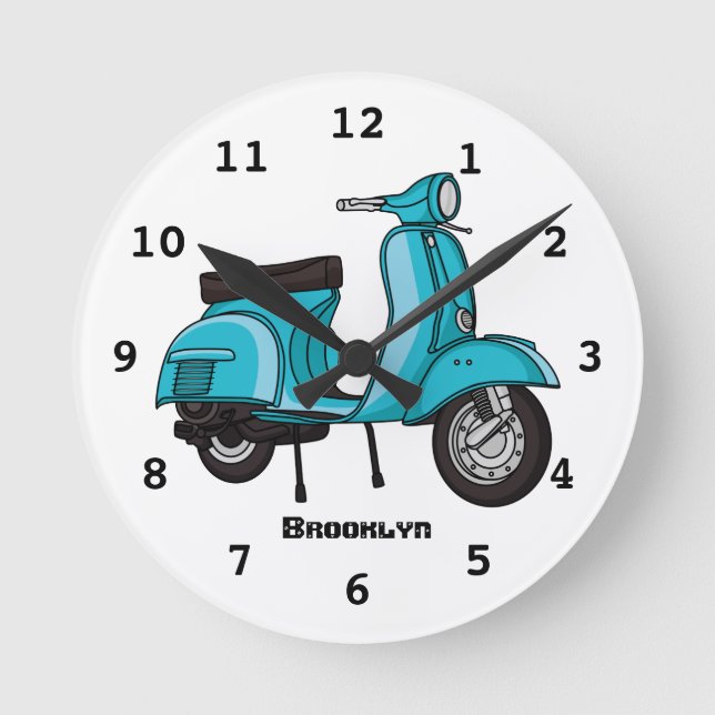 Reloj Redondo Mediano Ilustracion de personalizado de motocicletas con c (Anverso)