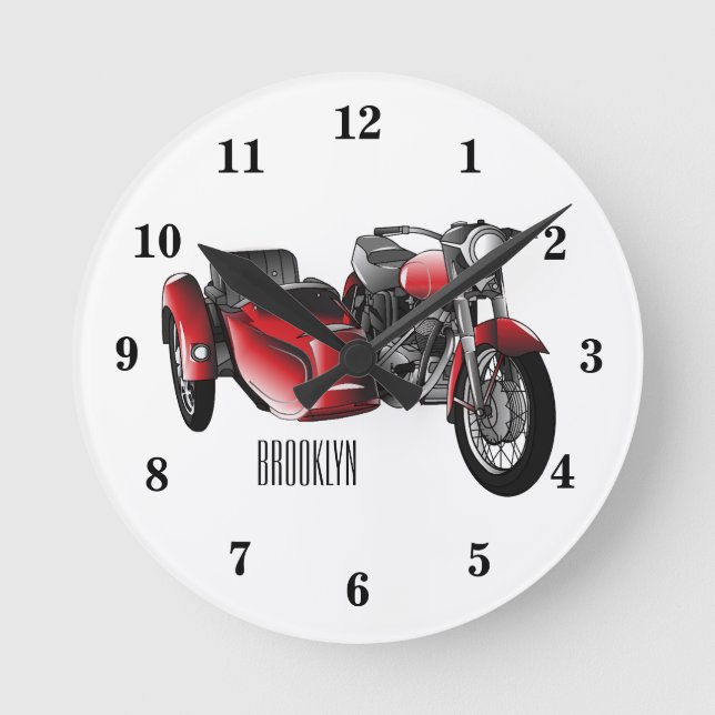 Reloj Redondo Mediano Ilustracion de personalizado de motocicletas Sidec (Anverso)