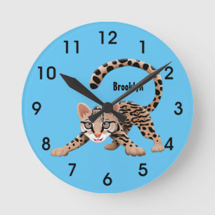 Reloj Redondo Mediano Ilustracion de personalizado de ocelot de Cute
