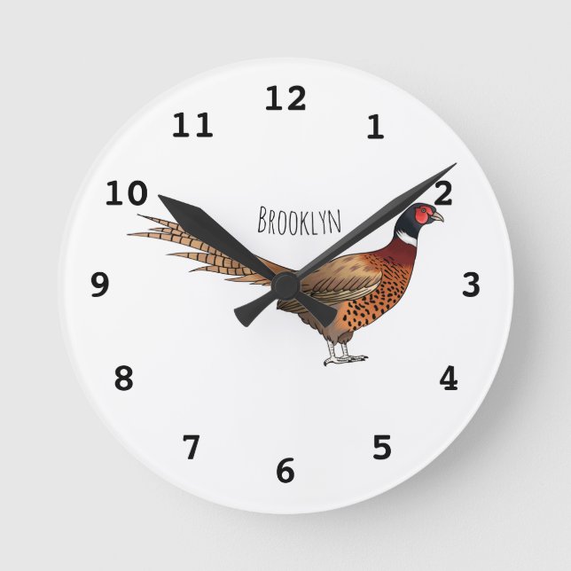 Reloj Redondo Mediano Ilustracion de personalizado de pájaro de cuello a (Anverso)
