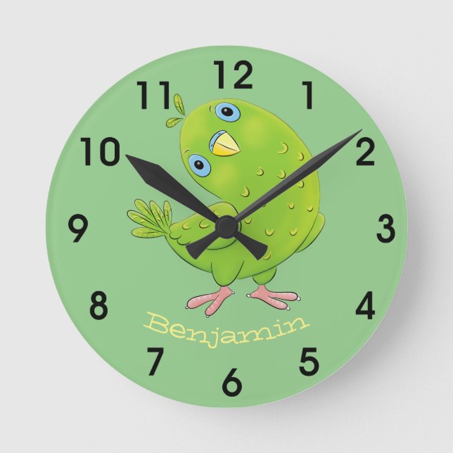 Reloj Redondo Mediano ilustracion de personalizado de paracaídas verde (Anverso)
