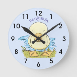 Reloj Redondo Mediano ilustracion de personalizado de pato amarillo