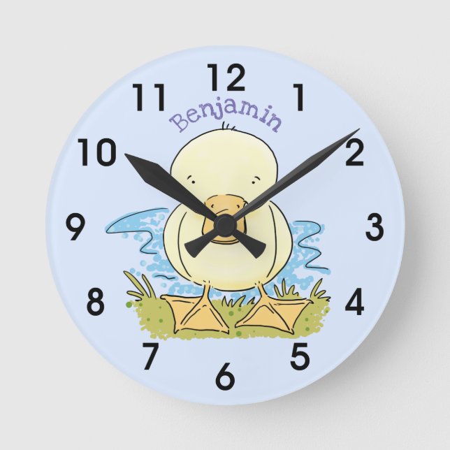 Reloj Redondo Mediano ilustracion de personalizado de pato amarillo (Anverso)