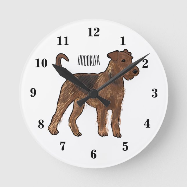 Reloj Redondo Mediano Ilustracion de personalizado de perro Airedale ter (Anverso)