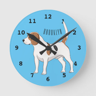 Reloj Redondo Mediano Ilustracion de personalizado de perro Beagle