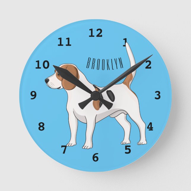Reloj Redondo Mediano Ilustracion de personalizado de perro Beagle (Anverso)
