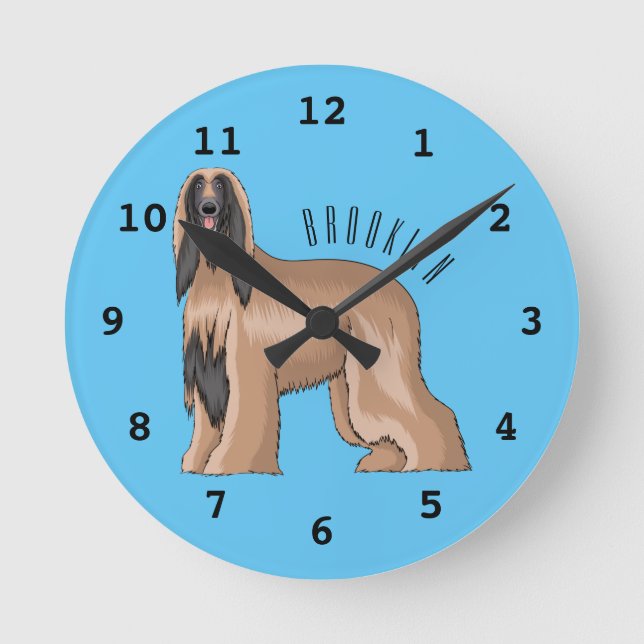 Reloj Redondo Mediano Ilustracion de personalizado de perro de perro per (Anverso)