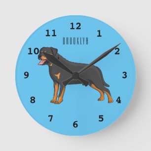Reloj Redondo Mediano Ilustracion de personalizado de perro de Rottweile