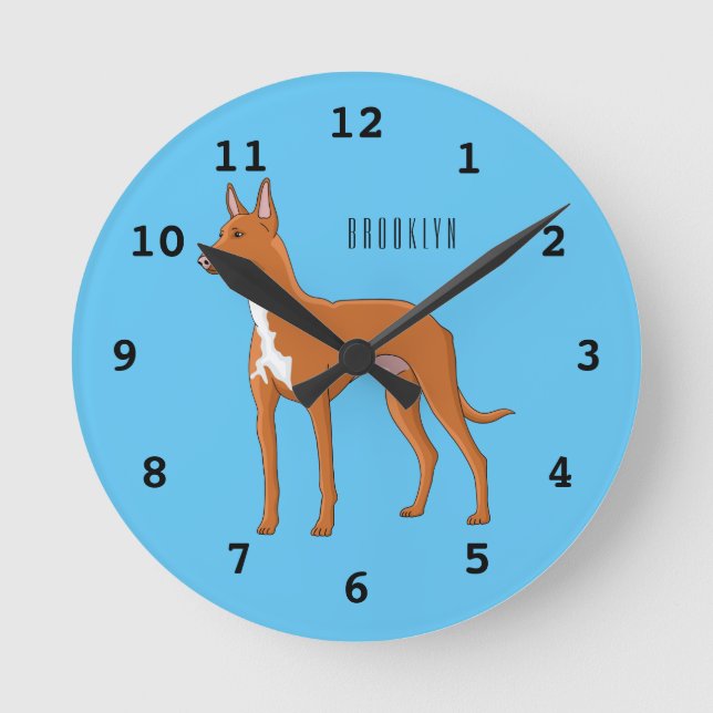 Reloj Redondo Mediano Ilustracion de personalizado de perro perrito (Anverso)