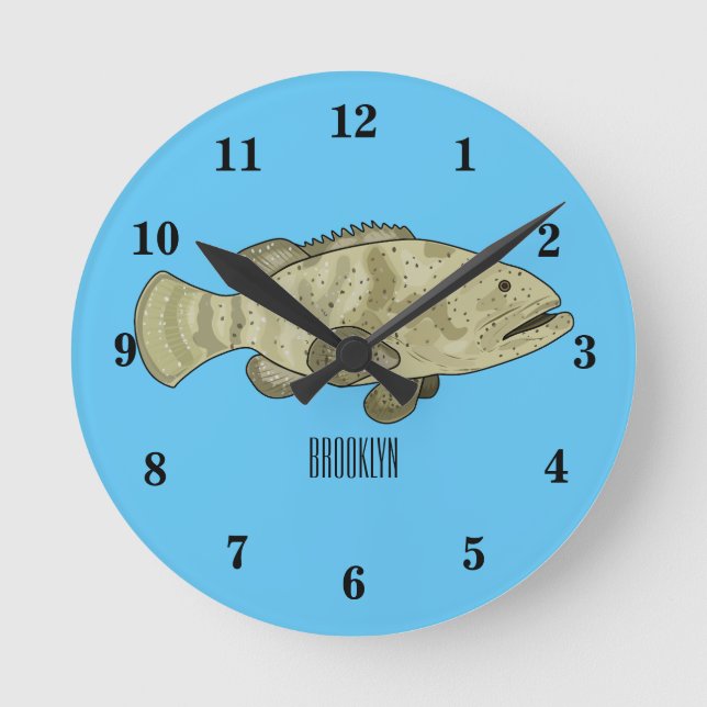 Reloj Redondo Mediano Ilustracion de personalizado de pescado de grupo (Anverso)