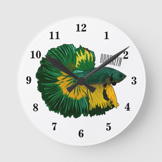 Reloj Redondo Mediano Ilustracion de personalizado de pescado de lucha s (Anverso)