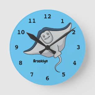 Reloj Redondo Mediano Ilustracion de personalizado de pescado de Stingra