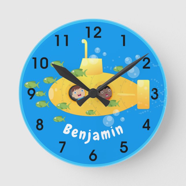 Reloj Redondo Mediano Ilustracion de personalizado de pescado submarino  (Anverso)