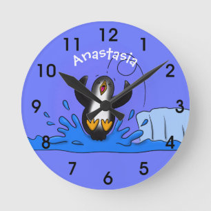 Reloj Redondo Mediano ilustracion de personalizado de pingüino puenteado