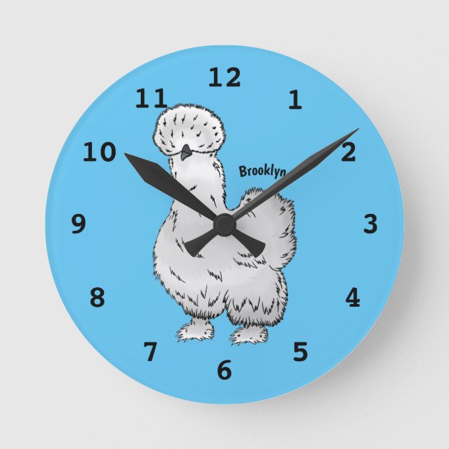 Reloj Redondo Mediano Ilustracion de personalizado de pollo de Silkie (Anverso)