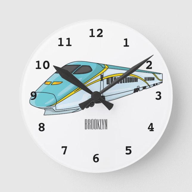 Reloj Redondo Mediano Ilustracion de personalizado de trenes de alta vel (Anverso)