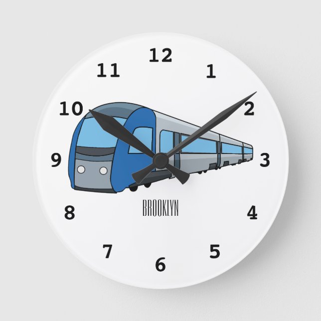 Reloj Redondo Mediano Ilustracion de personalizado de trenes eléctricos (Anverso)