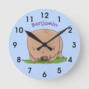 Reloj Redondo Mediano ilustracion de personalizado de wombat bebé