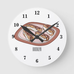 Reloj Redondo Mediano Ilustracion de personalizado eclair de chocolate