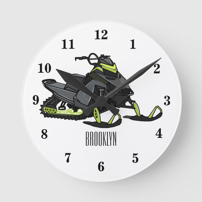 Reloj Redondo Mediano Ilustracion de personalizado para motos de nieve (Anverso)