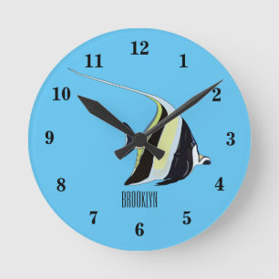 Reloj Redondo Mediano ilustración de pez bandera en dibujos animados
