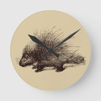 Reloj Redondo Mediano ilustracion de porcupine Vintage