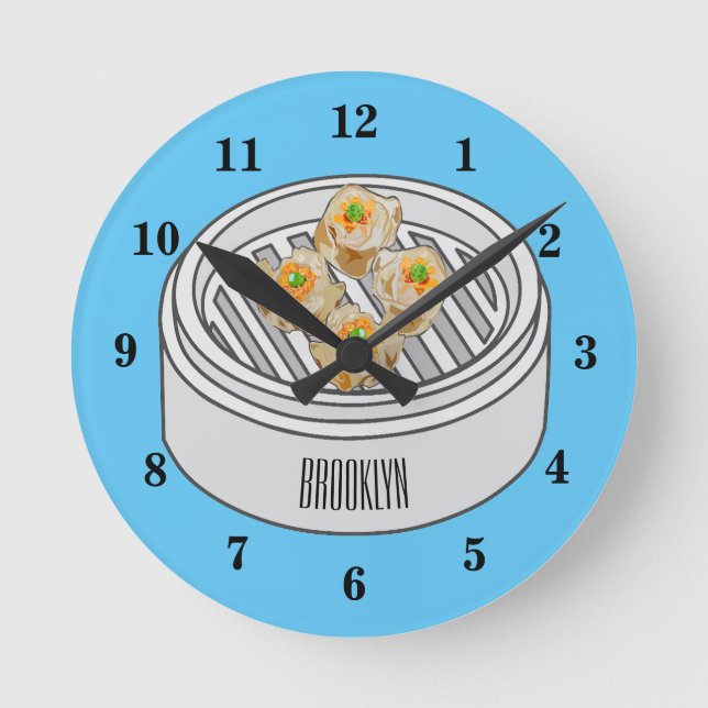 Reloj Redondo Mediano Ilustracion de Shumai dim sum personalizado (Anverso)