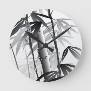 Reloj Redondo Mediano Ilustracion de una pintura oriental del estilo