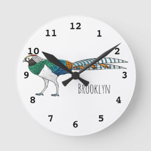 Reloj Redondo Mediano Ilustracion del faisán de Lady amherst