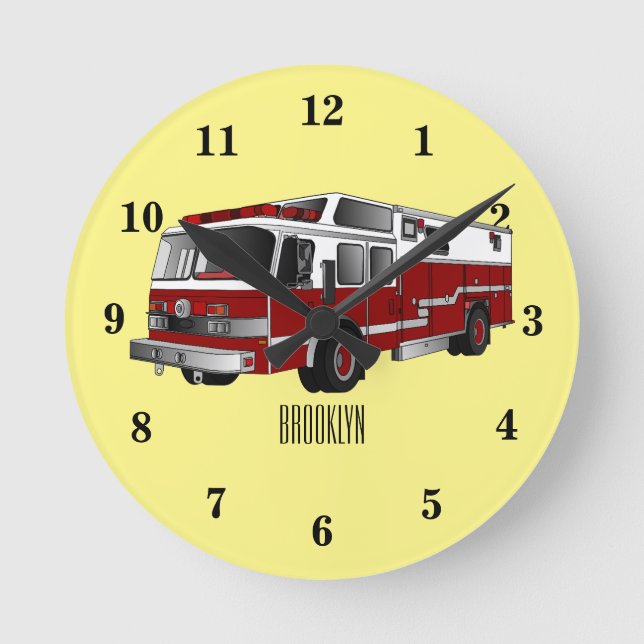 Reloj Redondo Mediano Ilustracion del personalizado del motor de fuego (Anverso)
