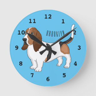 Reloj Redondo Mediano Ilustracion del personalizado del perro de enlace 
