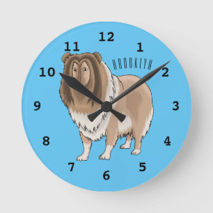 Reloj Redondo Mediano Ilustracion del personalizado del perro del collie
