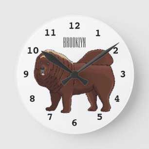 Reloj Redondo Mediano Ilustracion del personalizado tibetano Mastiff