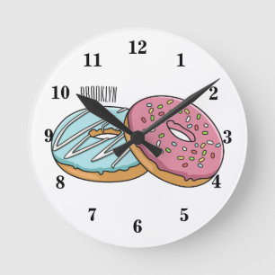 Reloj Redondo Mediano Ilustracion Donut personalizado