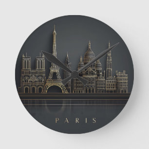 Reloj Redondo Mediano Ilustración elegante de la silueta de la ciudad de