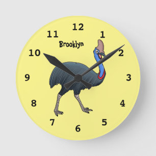 Reloj Redondo Mediano Ilustracion feliz de personalizado de aves en casc