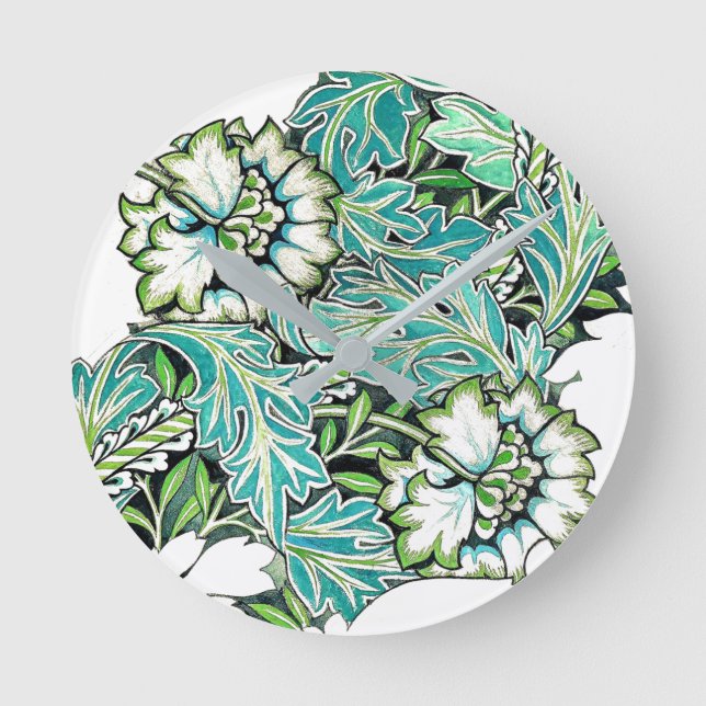 Reloj Redondo Mediano Ilustracion floral Art nouveau william morris (Anverso)