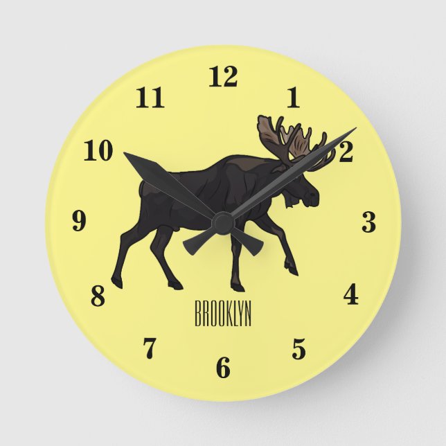 Reloj Redondo Mediano Ilustracion Moose personalizado (Anverso)