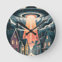Ilustración nocturna de abducción OVNI en la calle