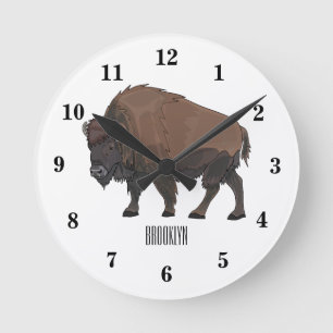 Reloj Redondo Mediano Ilustracion personalizado Bison