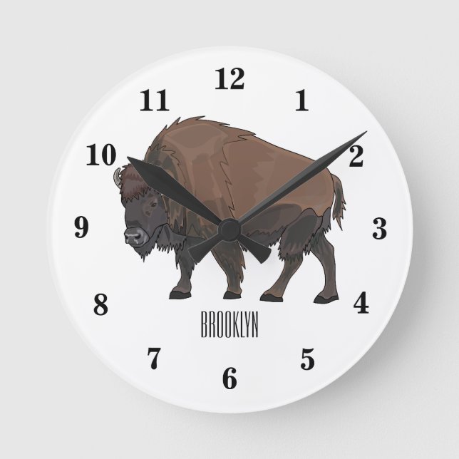 Reloj Redondo Mediano Ilustracion personalizado Bison (Anverso)