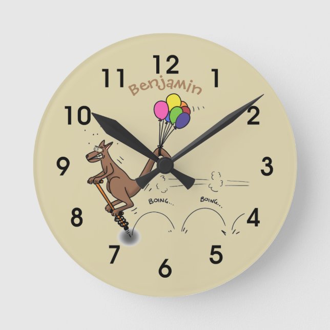 Reloj Redondo Mediano Ilustracion personalizado canguro del humor austra (Anverso)