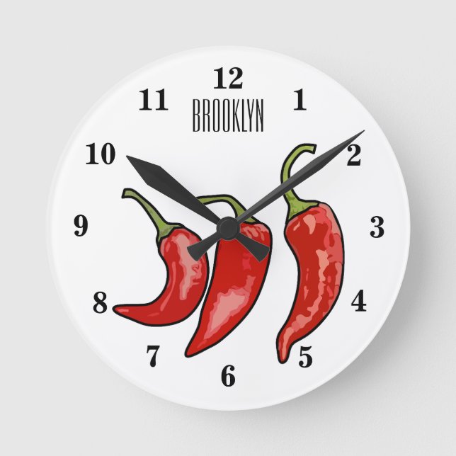 Reloj Redondo Mediano Ilustracion personalizado Chili (Anverso)