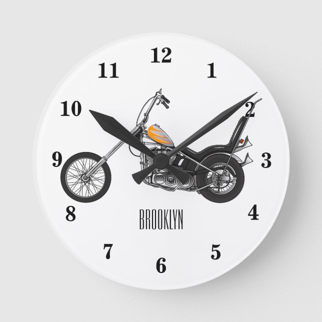 Reloj Redondo Mediano Ilustracion personalizado Chopper Motorcycle 1950 (Anverso)